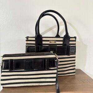 Kate Spade New York Set of Striped Celina Villabella crossbodyTote purse black